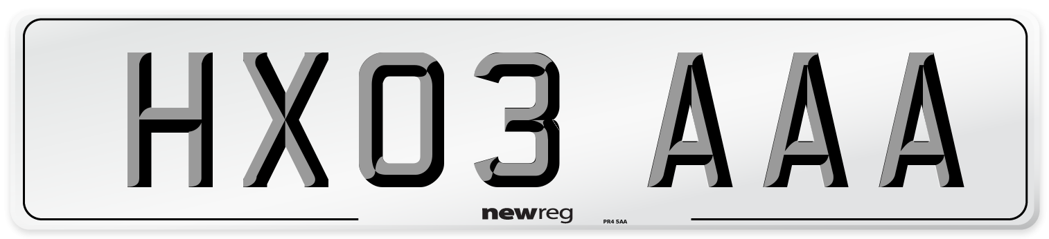 HX03 AAA Number Plate from New Reg